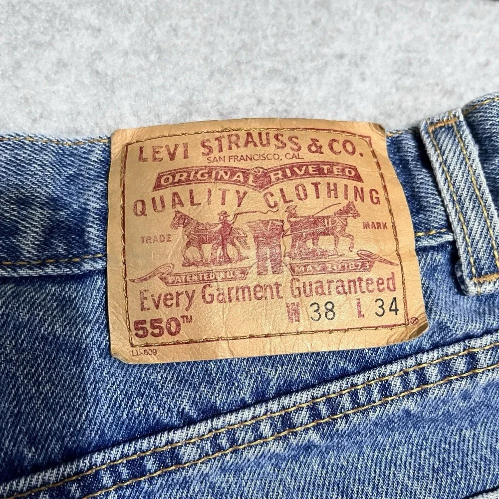 Vintage Levis 550‎ Jeans Mens 36X31 Blue Relaxed Tapered Medium Denim *Hemmed*